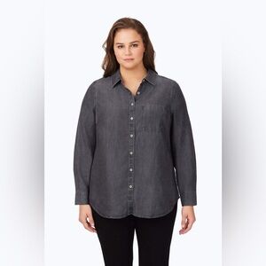 Foxcroft Women’s Haven Plus Gray Tencel Shirt Size 24W
